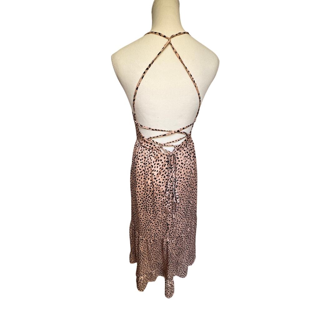 Cupshe Ayana Lace-up Backless Maxi Slip Dress A Line Cheetah Print Women's Small - Picture 8 of 11